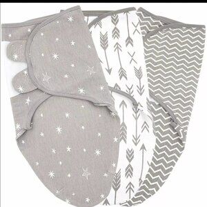 BUBLO Baby Baby Swaddle Blanket Boy Girl, 3 Pack Large Swaddles, Gray